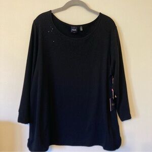 NWT Rafaella Black Embellished Top